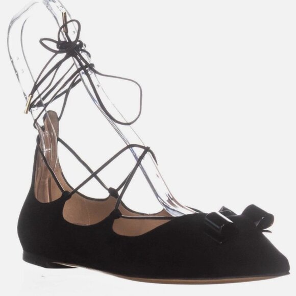 FERRAGAMO Claire Suede Lace-Up Bow Flats - Picture 3 of 4